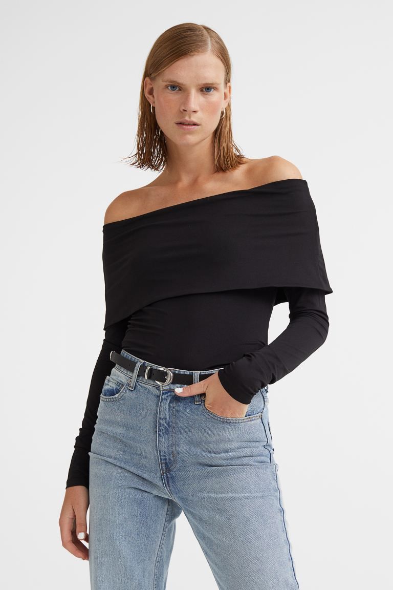 Off-the-shoulder jersey top | H&M (UK, MY, IN, SG, PH, TW, HK)