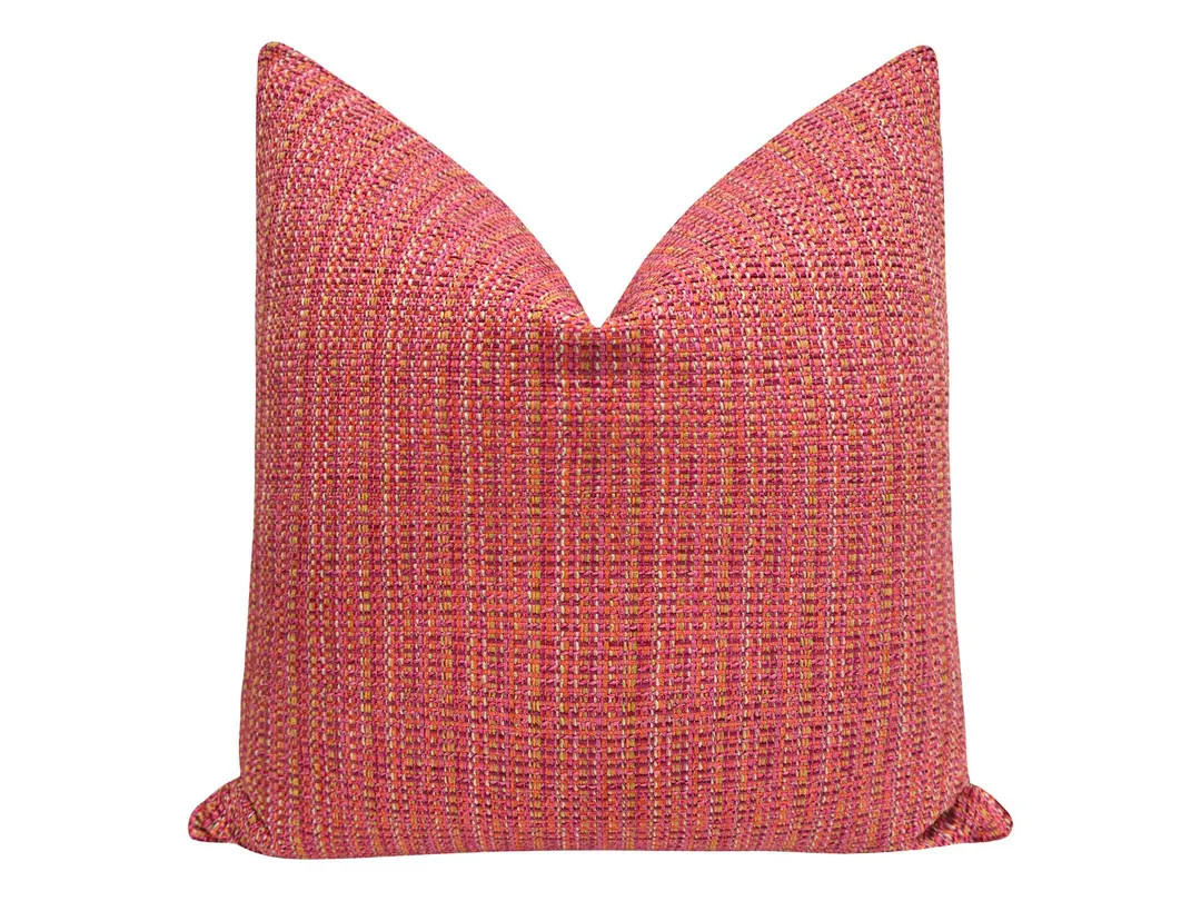 Hepburn Tweed // Rose & Orange Pillow | Pink and Orange Colored Pillow | Woven Throw Pillow | Pin... | Etsy (US)