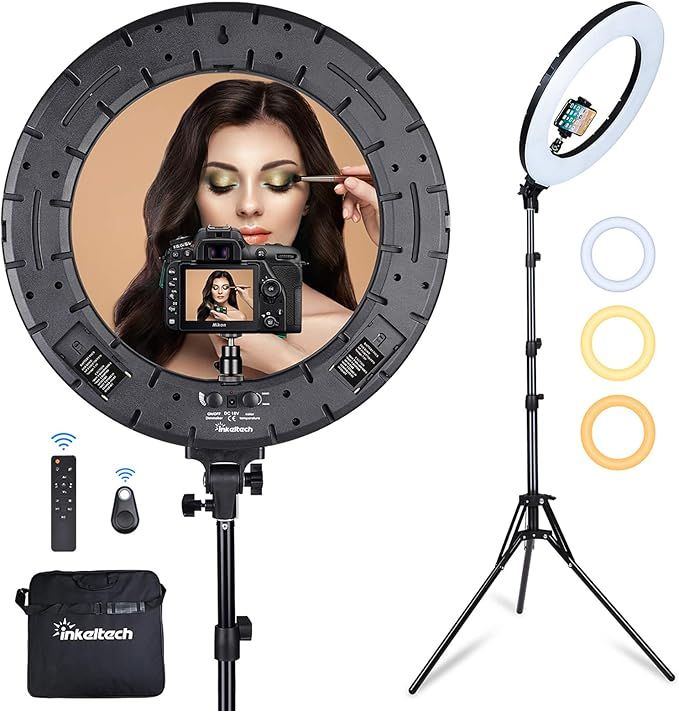 Inkeltech Ring Light - 18 inch 60 W Dimmable LED Ring Light Kit with Stand - Adjustable 3000-6000... | Amazon (US)