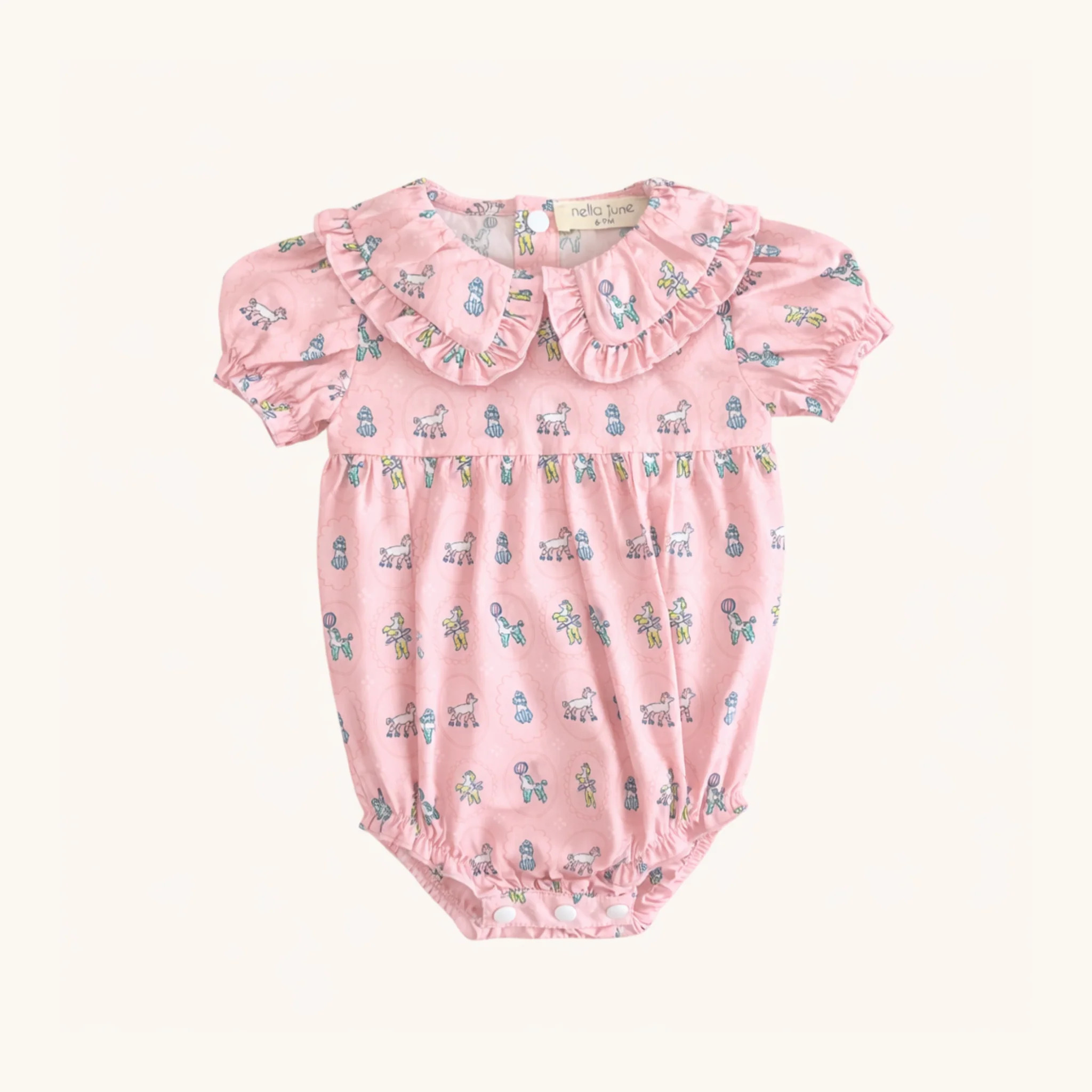 Ruffle Trim Baby Bubble in Poodle | Nella June