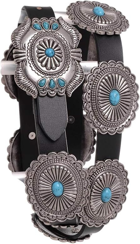 Nomad Creek Women's Turquoise Concho Leather Belt | Amazon (US)
