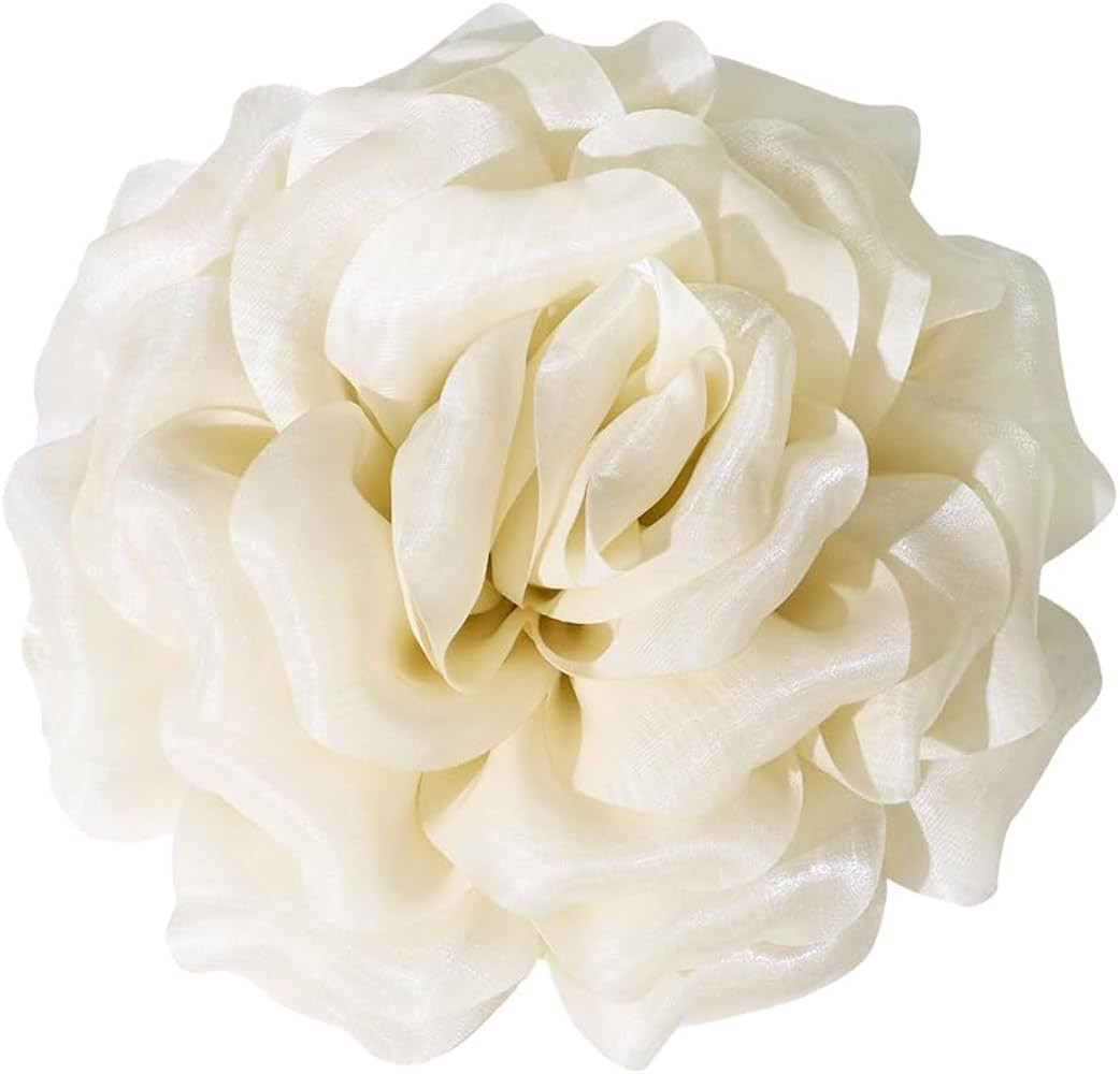 Elegant Organza Silk Rose Flower Extra Large Big Brooches Lapel Pins Fabric Floral Oversized Broo... | Amazon (US)