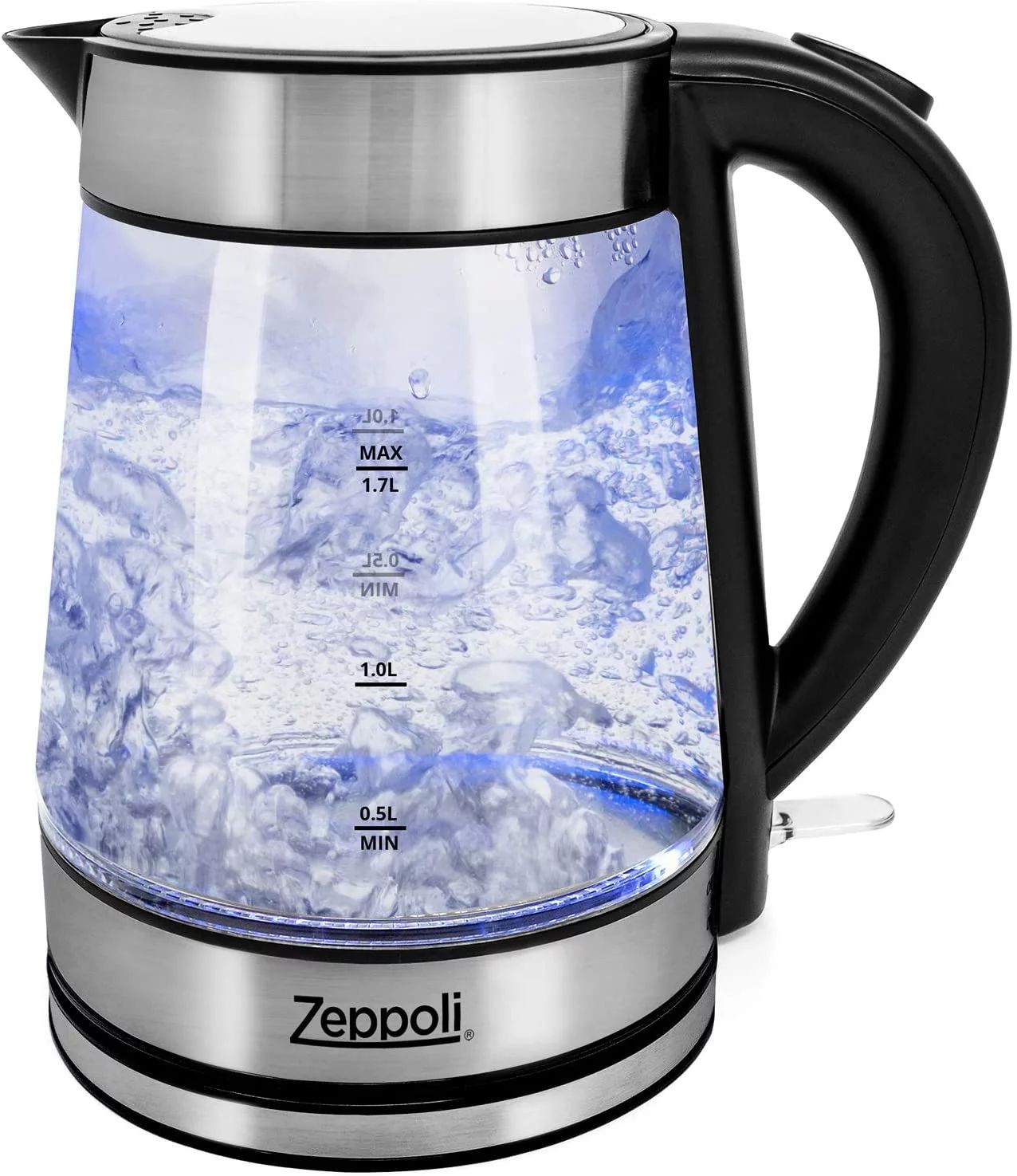 Zeppoli Electric Kettle - Glass Tea Kettle - 1.7L Fast Boiling and Cordless, Stainless Steel Fini... | Walmart (US)