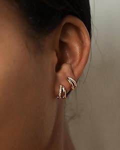 Gold Hoop Earrings for Women,14K Gold Plated Huggie Hoop Earrings for Gift | Amazon (US)