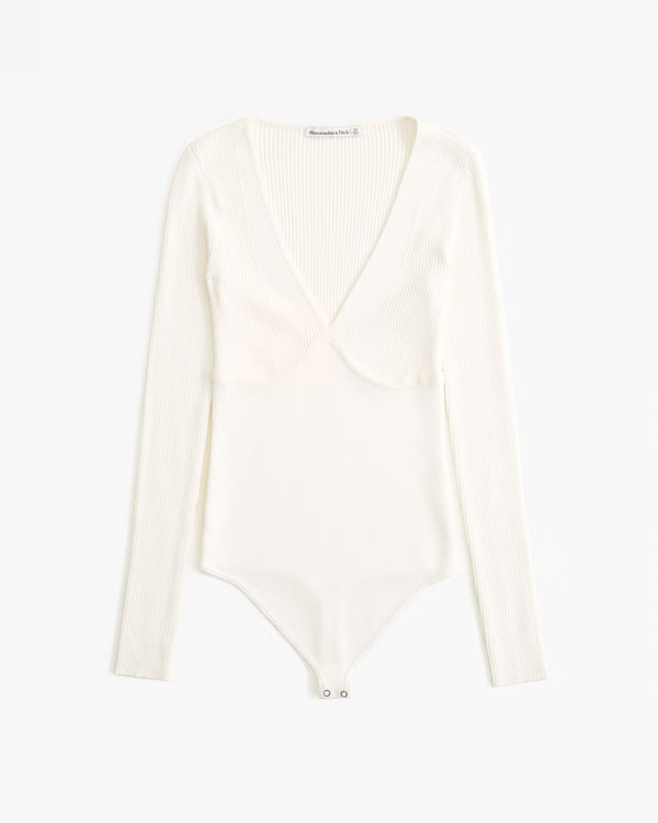 Women's Long-Sleeve V-Neck Sweater Bodysuit | Women's Clearance | Abercrombie.com | Abercrombie & Fitch (US)