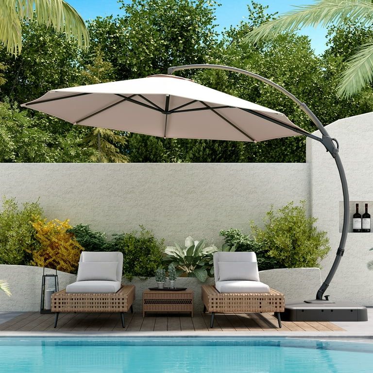 LAUSAINT HOME 11FT Deluxe Patio Umbrella with Base, Large Cantilever Curvy Umbrella with 360° Ro... | Walmart (US)