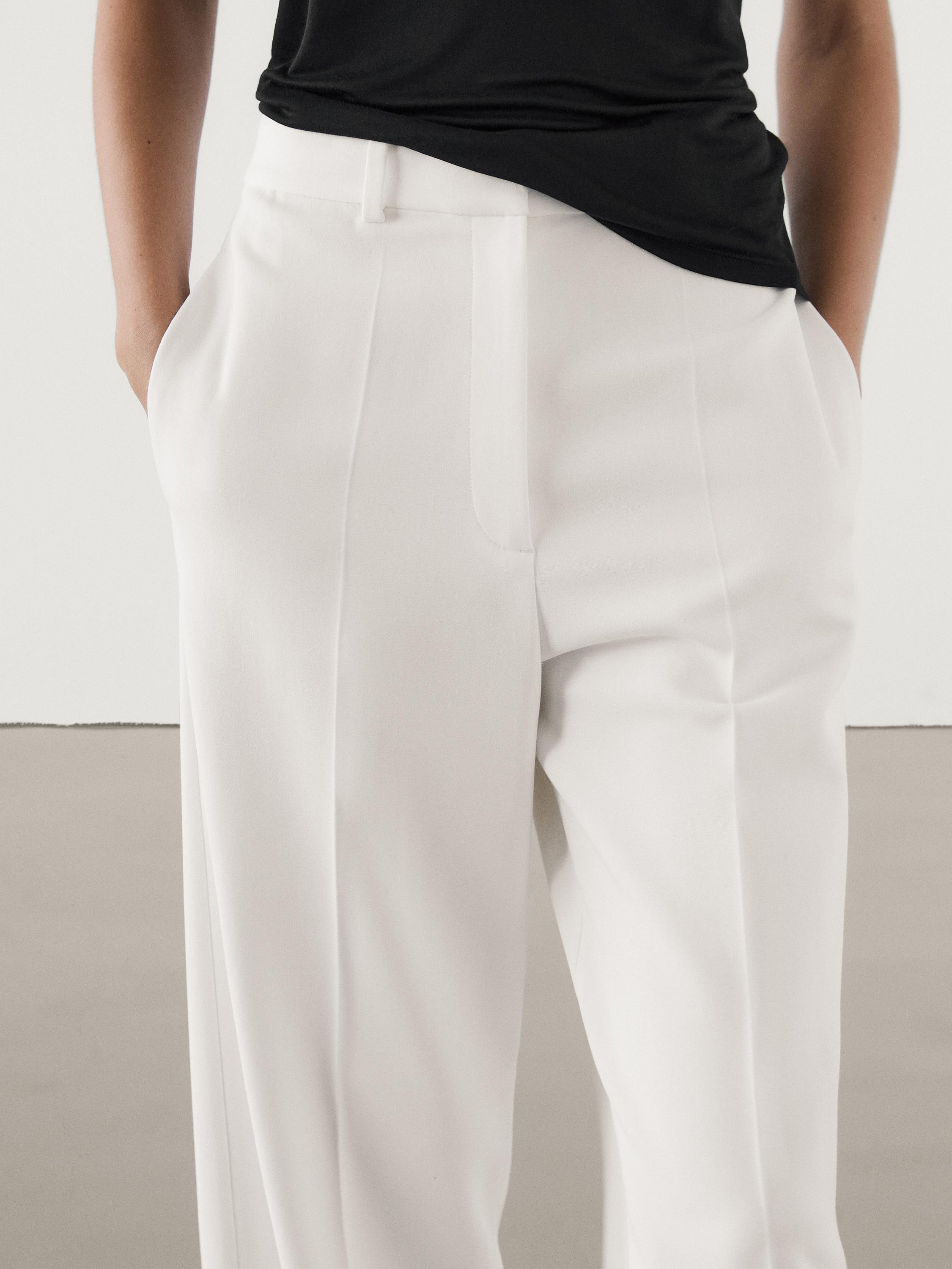 Straight-leg crepe trousers | Massimo Dutti UK