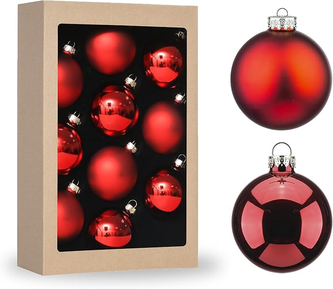 Amooca 2.64'' Christmas Glass Balls Decoration Festival Party Home Decors Holiday Xmas Tree Hangi... | Amazon (US)