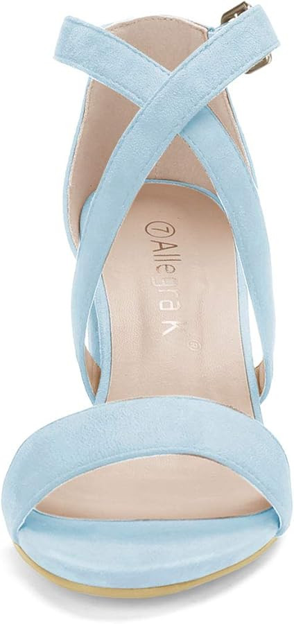 Allegra K Women's Crisscross Ankle Strap Block Heel Sandals | Amazon (US)