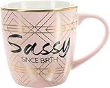 Pavilion Gift Company Sassy Since Birth-Pink & Gold 17oz Birthday Coffee Cup Mug, Pink | Amazon (US)