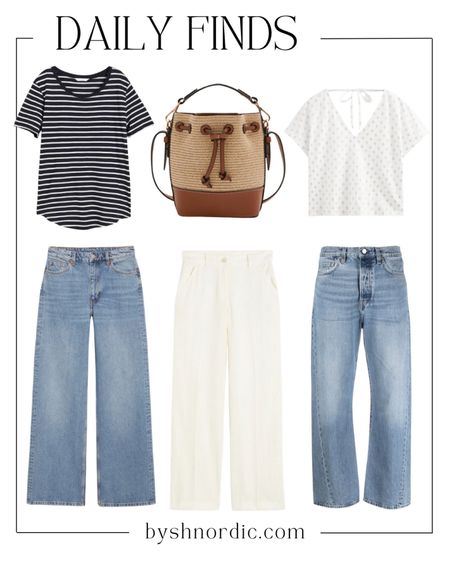 Check out this collection of cute tops, denim trousers, and neutral bag! #dailyfinds #casuallook #outfitidea #summerstyle #capsulewardrobe

#LTKstyletip #LTKSeasonal #LTKFind