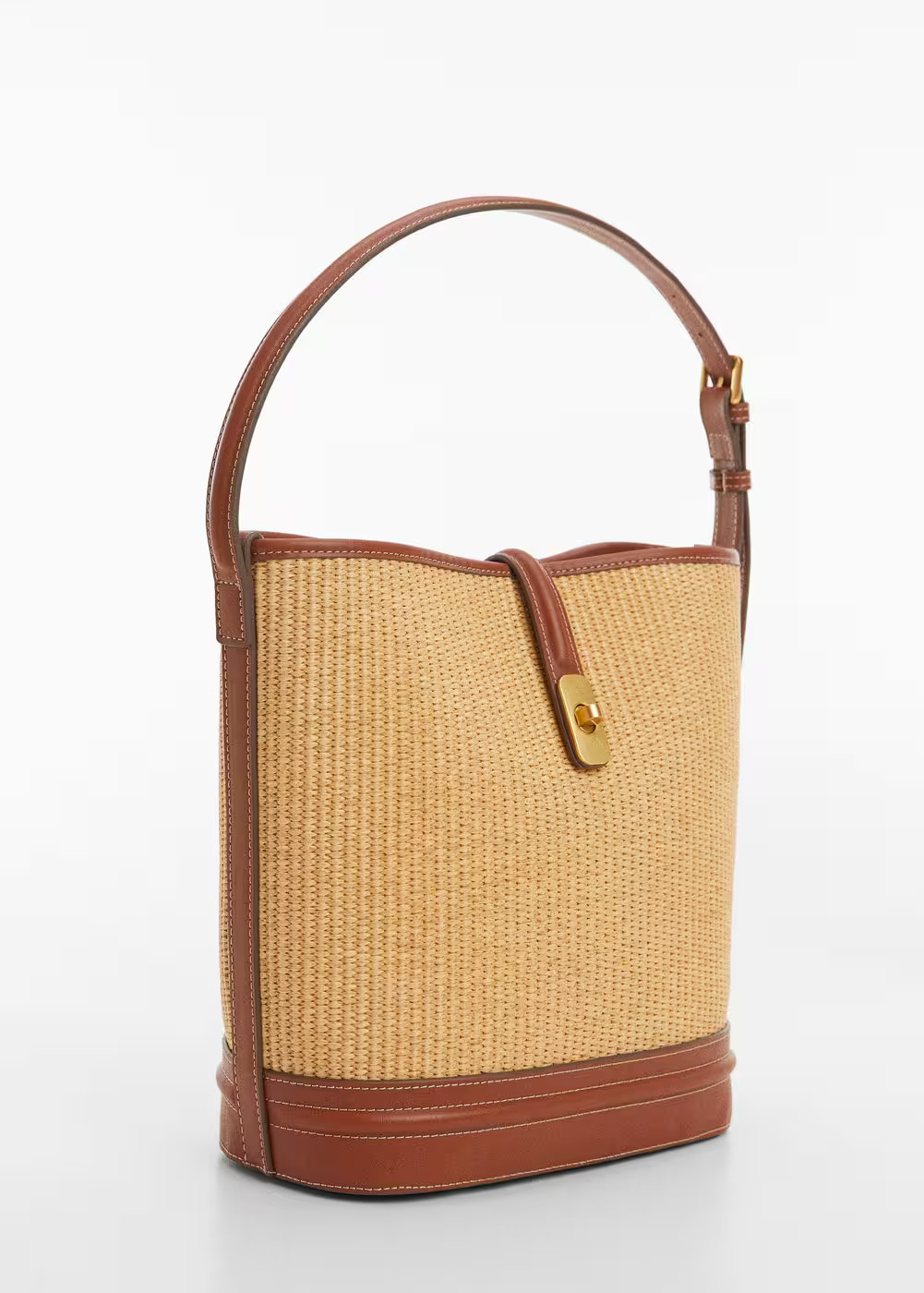 Raffia-effect bucket bag -  Women | Mango USA | MANGO (US)