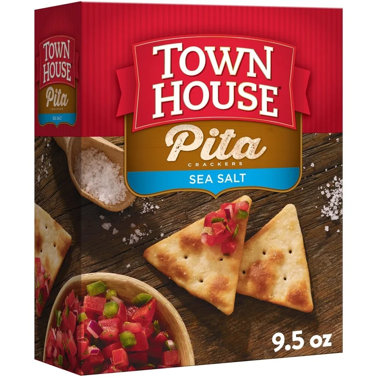 Town House Pita Sea Salt Oven Baked Crackers, Lunch Snacks, 9.5 oz | Walmart (US)