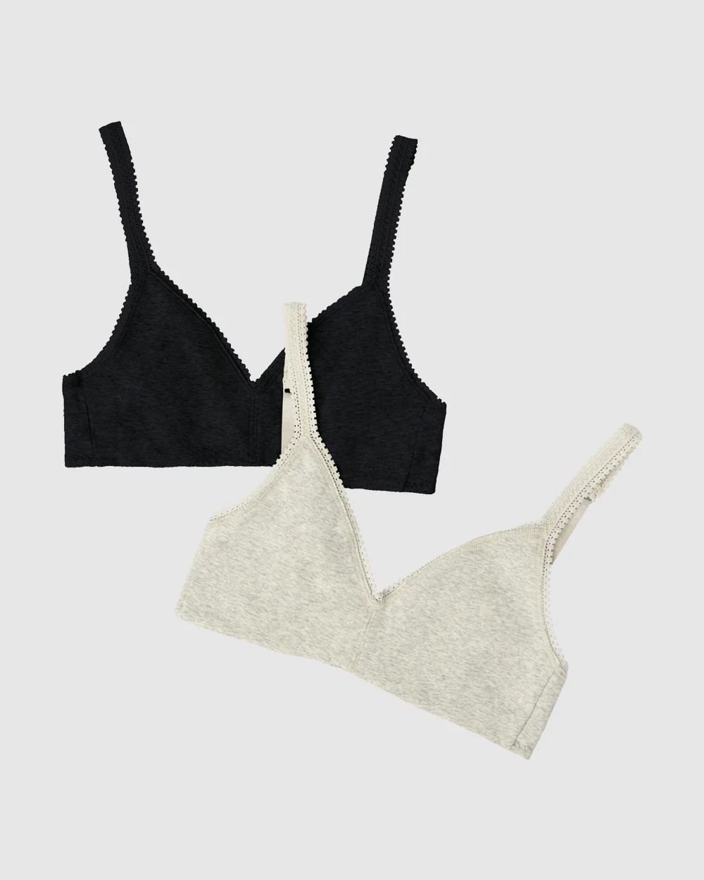 Cabana Cotton Bralette 2 Pack - Black Grey | On Gossamer