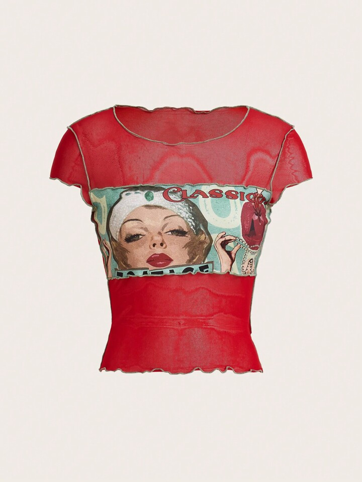 SHEIN ICON Women's Color-Block Printed Casual Short Sleeve Top, Summer | SHEIN