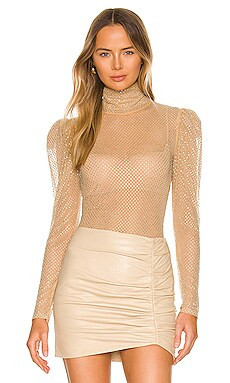 For Love & Lemons Kiara Turtleneck Top in Beige from Revolve.com | Revolve Clothing (Global)