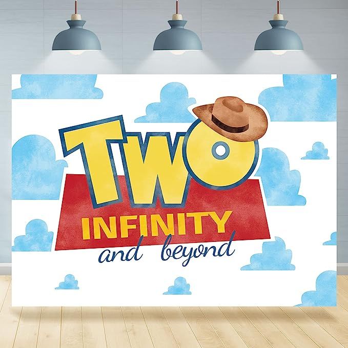 Rsuuinu Two Infinity and Beyond Backdrop 2nd Birthday Hat Blue Clouds Birthday Party Supplies Dec... | Amazon (US)