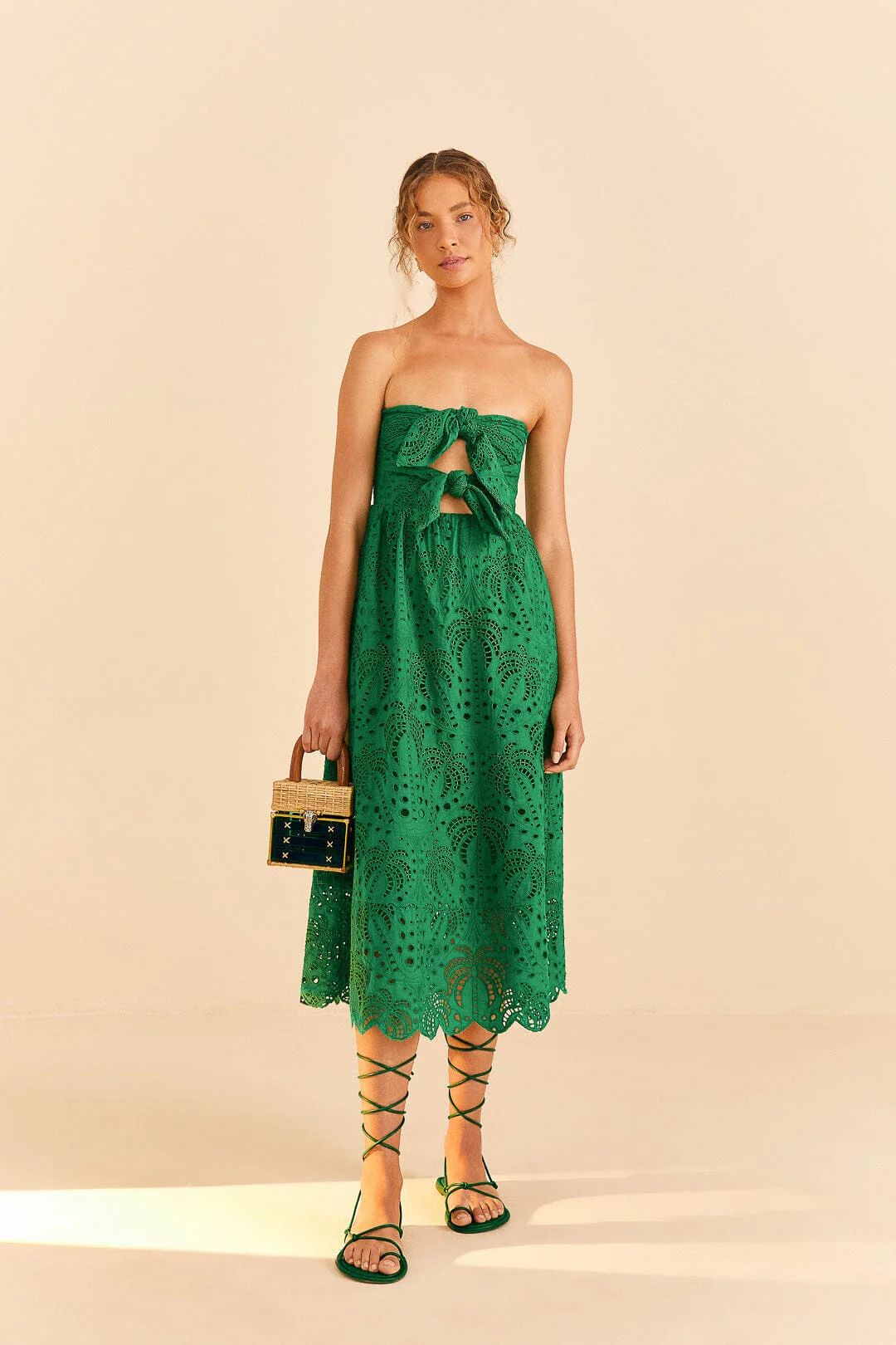 Green Coconut Tree Richelieu Midi Dress | FarmRio