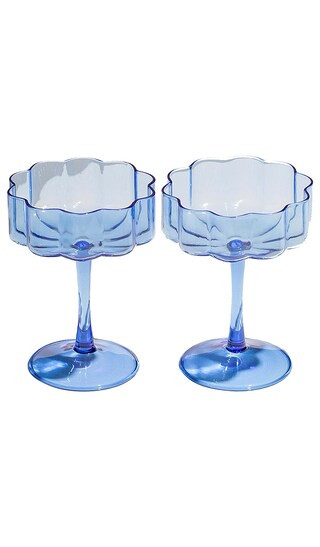 Wave Coupe Glasses Set of 2 in Blue | Revolve Clothing (Global)
