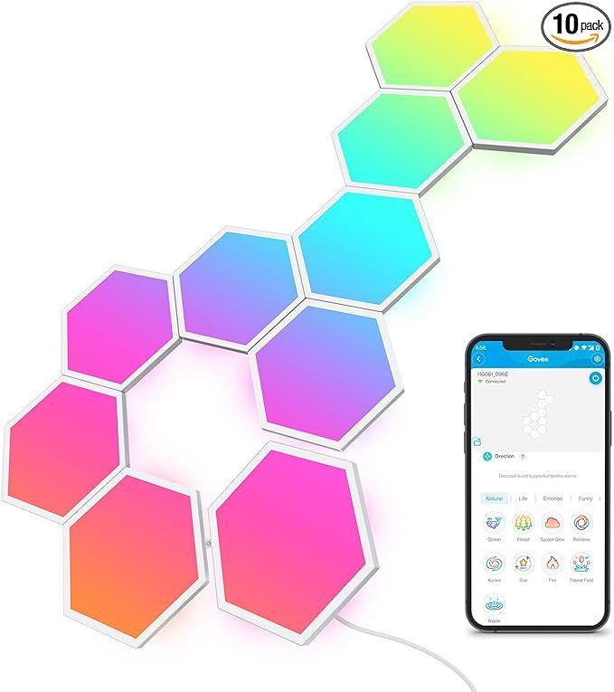 Govee Glide Hexa Light Panels, RGBIC Hexagon LED Wall Lights, Wi-Fi Smart Home Decor Creative Wal... | Amazon (US)