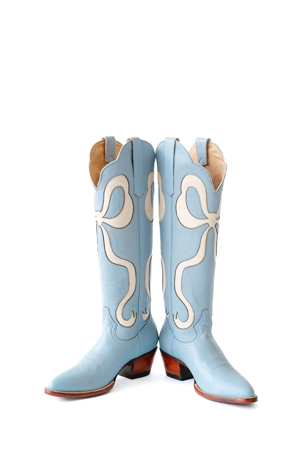 Claire Bow Boot in Powder Blue & Bone | Petite Paloma