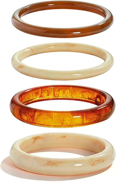 Acrylic Resin Bangles Bracelets for Women Wide Irregular Geometric Wristband Statement Bracelet P... | Amazon (US)
