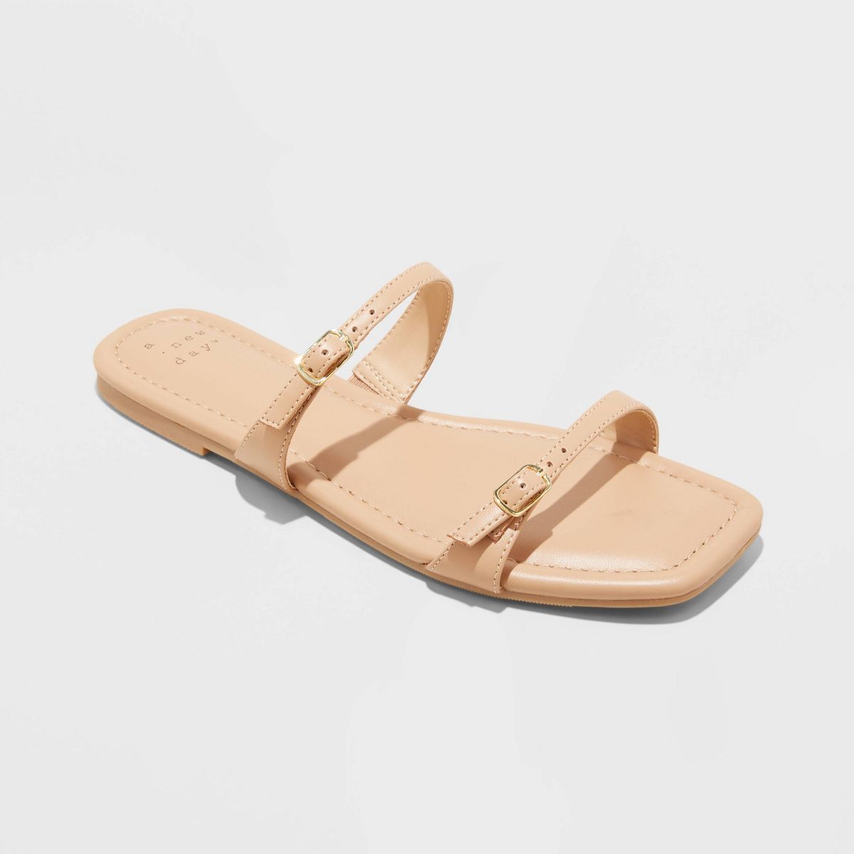 Women's Connie Two Band Buckle Slide Sandals with Memory Foam Insole - A New Day™ Tan 12 | Target