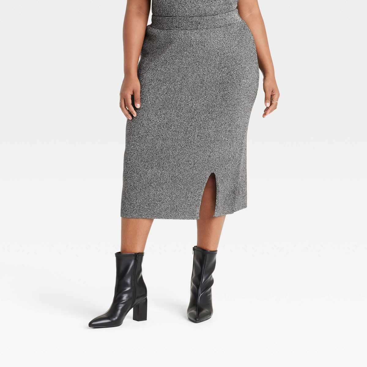 Women's Lurex Midi Sweater Skirt - A New Day™ Silver | Target