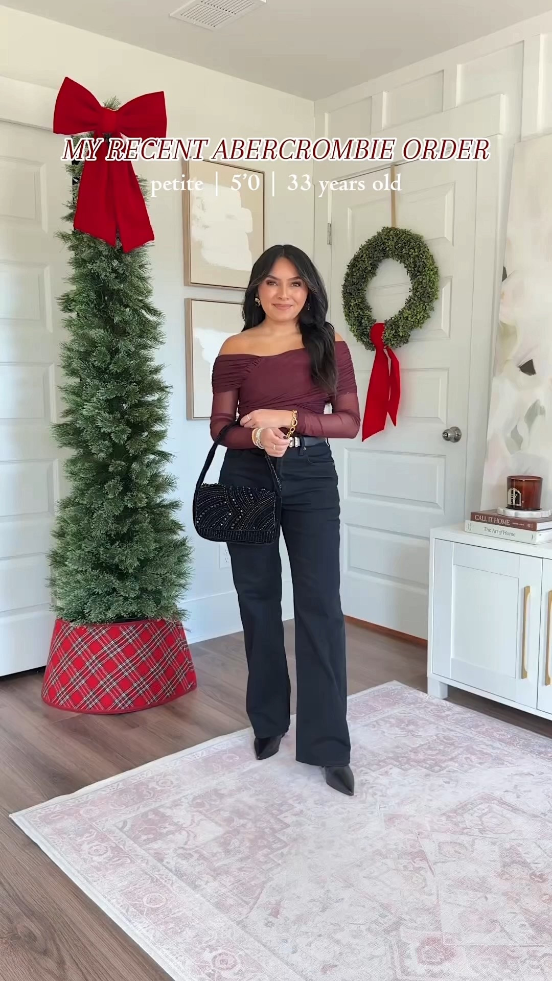 Abercrombie Sale - 15% Off with code HOLIDAYRUSH
 For reference: I’m 5’0, 32b bra size, and 2/26 in bottoms, pear shaped. 
*Everything I share is unaltered! TTS means true to size. Between size 5-6.6 in shoes

Burgundy red wine off the shoulder wrap bodysuit size xs TTS
Black belt size xs TTS
90’s relaxed jean size 26 short TTS
Black leather boots size 5.5 TTS

Black faux fur coat size xxs TTS
Vivid red cardigan size xs TTS
Scarlett sequin mini skort size xs regular TTS
Black tights size small TTS
Black platform heels size 5 TTS

Brown herringbone classic suiting blazer size xxs regular TTS
Sand tan crew cardigan size xs TTS
Dark coffee bootcut pants size 26 short TTS
Brown leather boots size 5.5 TTS


Light brown tan mini sweater dress size xs petite TTS
Long sleeve tee size xs regular TTS
Dark Coffee coat size xs petite TTS
Brown waterproof boots size 6 TTS

Dark coffee brown wide leg sweatpant size xs short TTS
Sweatshirt is sold out but i linked similar options
Uggs boots size 5 TTS
Camel coat size xs petite TTS




abercrombie black friday
abercrombie sale
abercrombie outfits
holiday outfits
petite holiday outfits
petite workwear
abercrombie coats
abercrombie loungewear
black friday deals
winter outfits petite
workwear outfits
holiday party outfits
petite 5’0 outfits
winter coats women
abercrombie try on
Rachel Miranda Blog
Honeysweetpetite
Cyber monday
Black friday


#LTKCyberWeek 

Comment SHOP below to receive a DM with the link to this post on my LTK ⬇ https://liketk.it/5CeJV #ltkpetite #ltksalealert

#LTKHoliday #LTKSaleAlert #LTKPetite