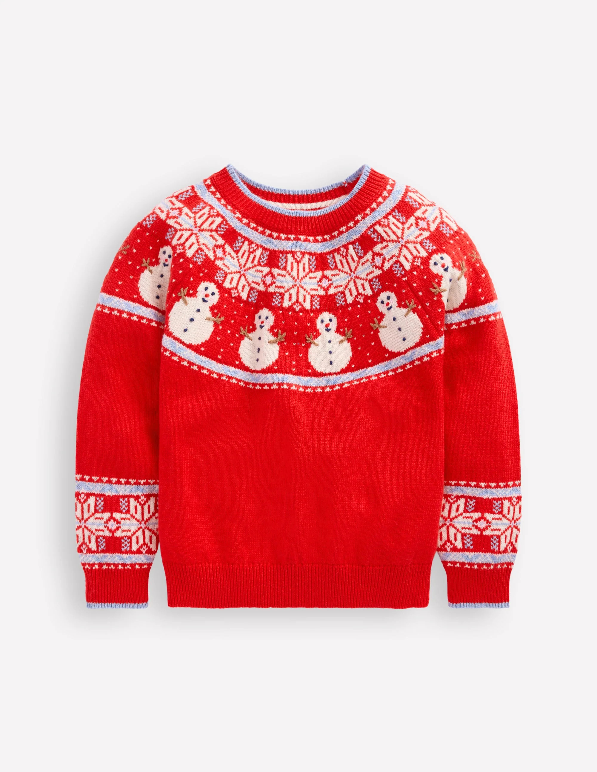 Fair Isle Jumper-Poppy Red Snowmen | Boden (US)