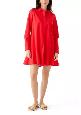 Crown & Ivy™ Women's Short Sleeve Flounce Shirtdress | Belk