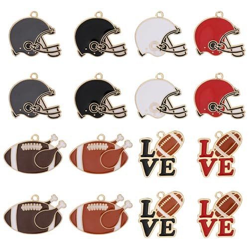 KitBeads 16pcs Enamel Football Charms - Mixed Styles Thanksgiving Sport Charms Olive Ball Rugby for Jewelry Making Bulk | Amazon (US)