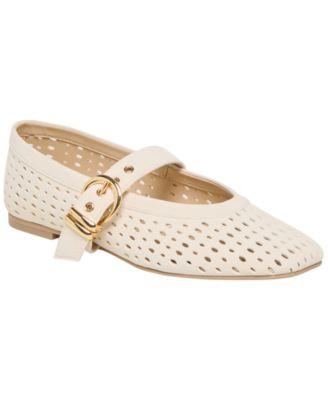 Dolce Vita Women's Mikel Perforated Buckle Mary Jane Flats - Creme Perforated Suede | Macy's