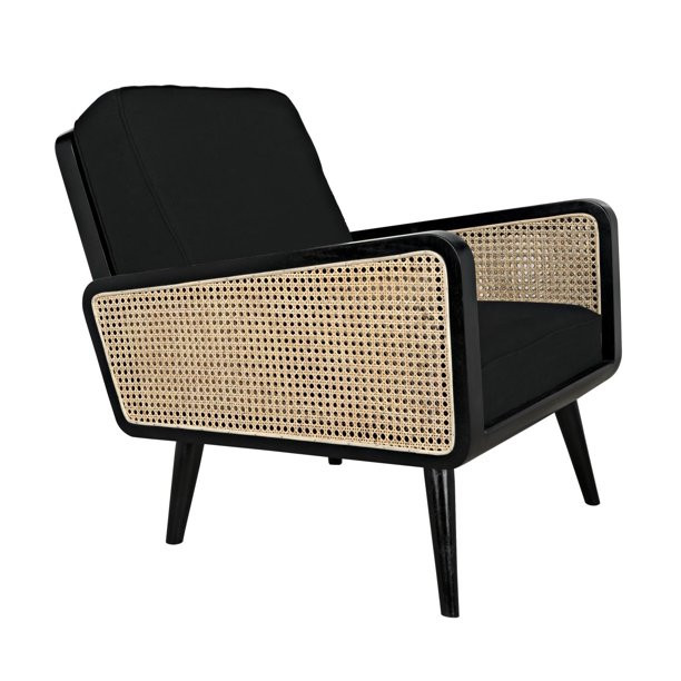 Noir Edward Charcoal Black Chair With Caning AE-148CHB - Walmart.com | Walmart (US)