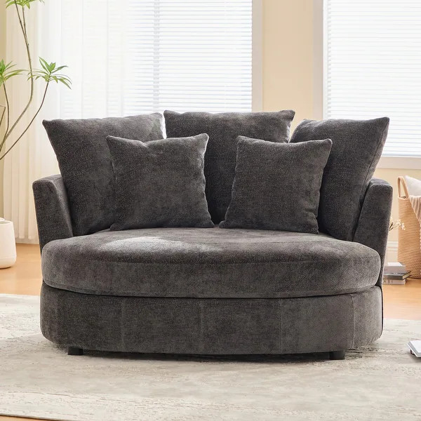 55" W Accent Barrel Chair,Modern Oversized Sofa Chair with 5 Pillows-No Rotation（Assembly requi... | Bed Bath & Beyond