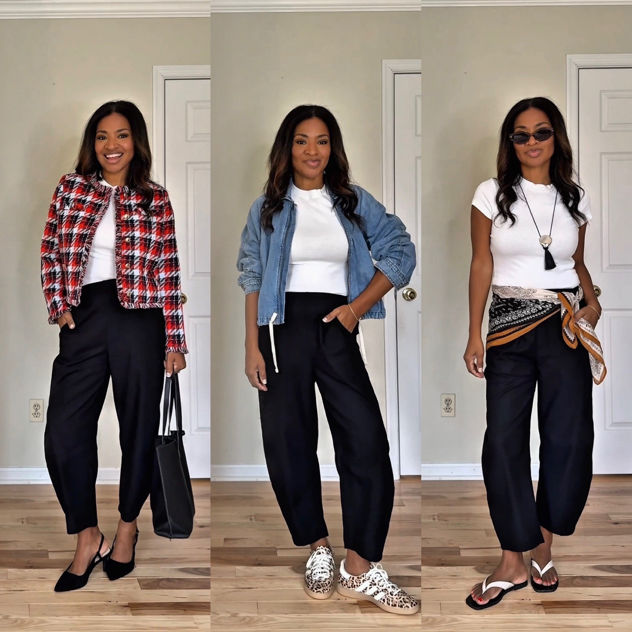 Tops: S
Jackets: S (linking similar jean jacket.)￼
Pants: S / 4
Shoes: 9 (Adidas: size down ½)

#LTKootd #LTKgrwm #LTKOver40
