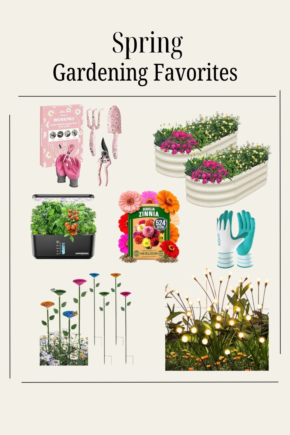 Spring gardening favorites lately 🌸 From raised beds and seed packets to gloves, garden tools, and solar lights, these are the little things making outdoor season feel so much easier and prettier.

#ltkhome #ltkspring #ltkseasonal #gardenfavorites #springgardening #gardentools #raisedgardenbed #outdoordecor #gardeninspo #homeandgarden