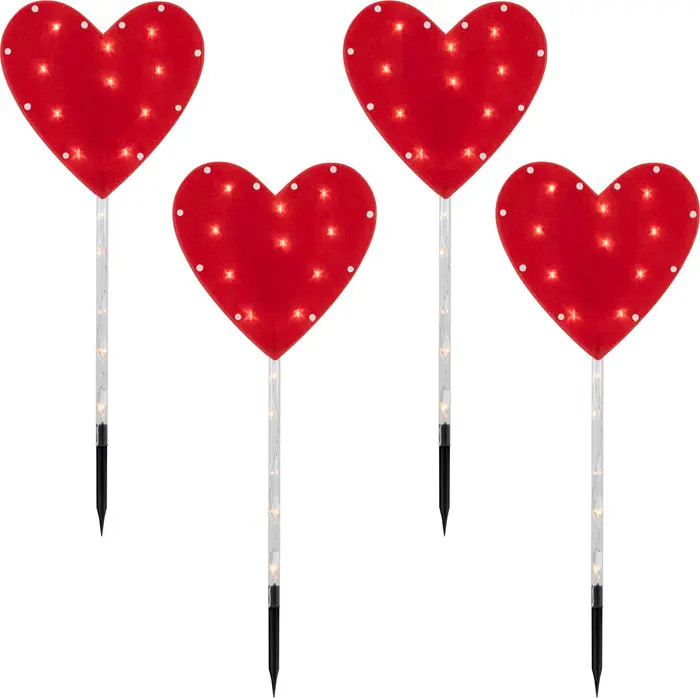 Lighted Heart Valentine's Day Outdoor Pathway Markers - 28.75" - Set of 4 | Nordstrom