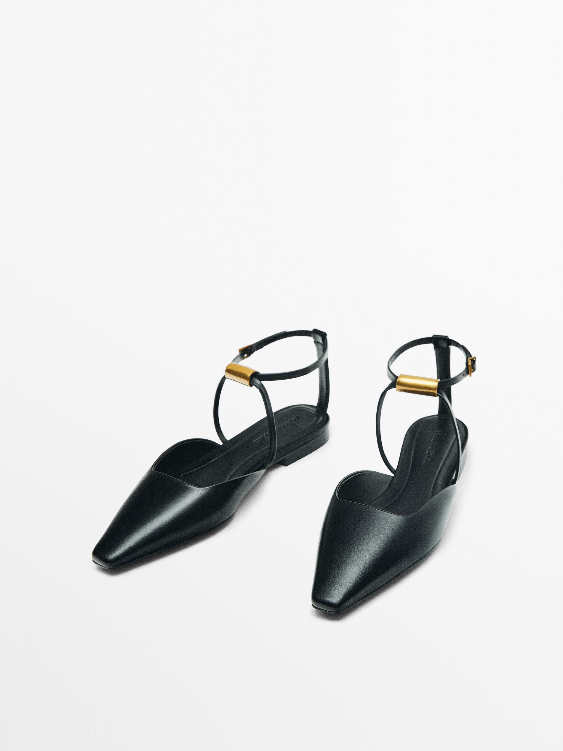Slingback ballet flats with metal piece | Massimo Dutti US