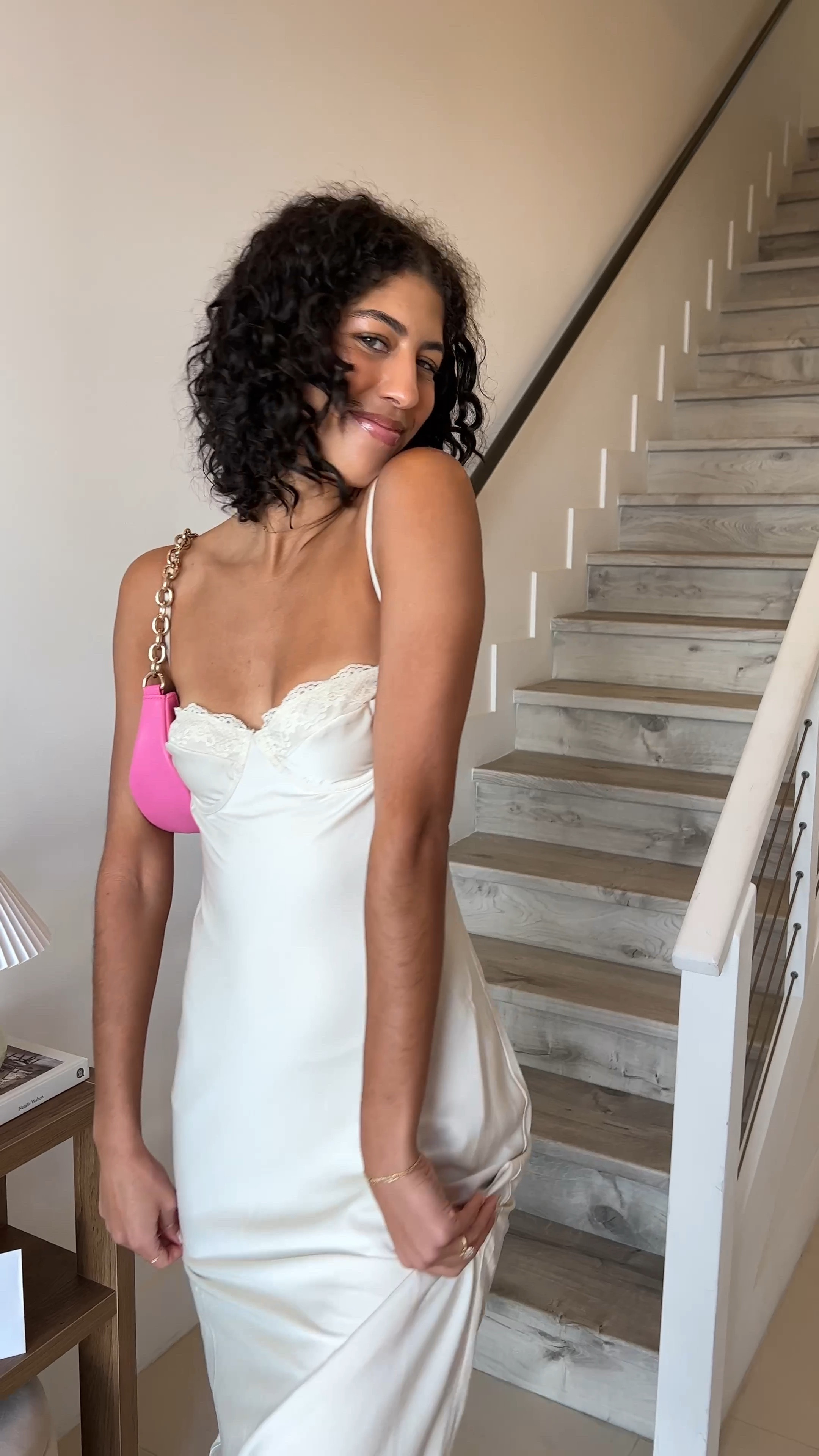 engagement party dress 👰🏽‍♀️💍

white midi dress: beginning boutique 
pink shoulder purse: h&m
white heels: zara 