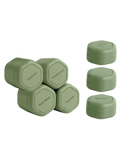 Cadence Travel Containers - Daily Routine Capsule Set - Magnetic Travel Capsules - For Shampoo, Conditioner, Body Wash, Pills, and More - 4 Flex Mediums (1.32oz) & 3 Flex Smalls (0.56oz) - Eucalyptus | Amazon (US)