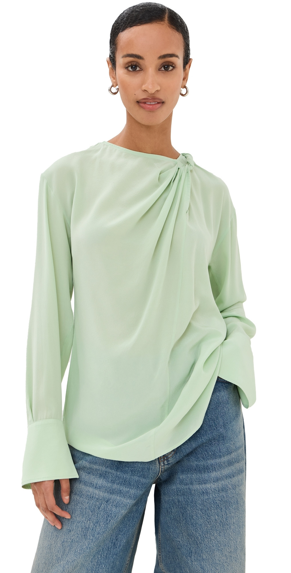 Victoria Beckham Twist Detail Scarf Top Jade 6 | Shopbop