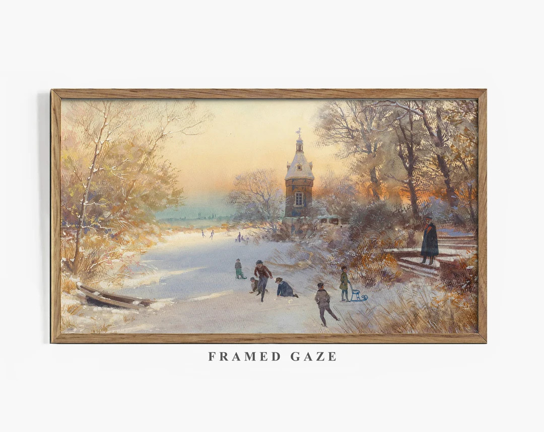 Samsung Frame TV Art Winterland Winter Painting Snow Wall - Etsy | Etsy (US)