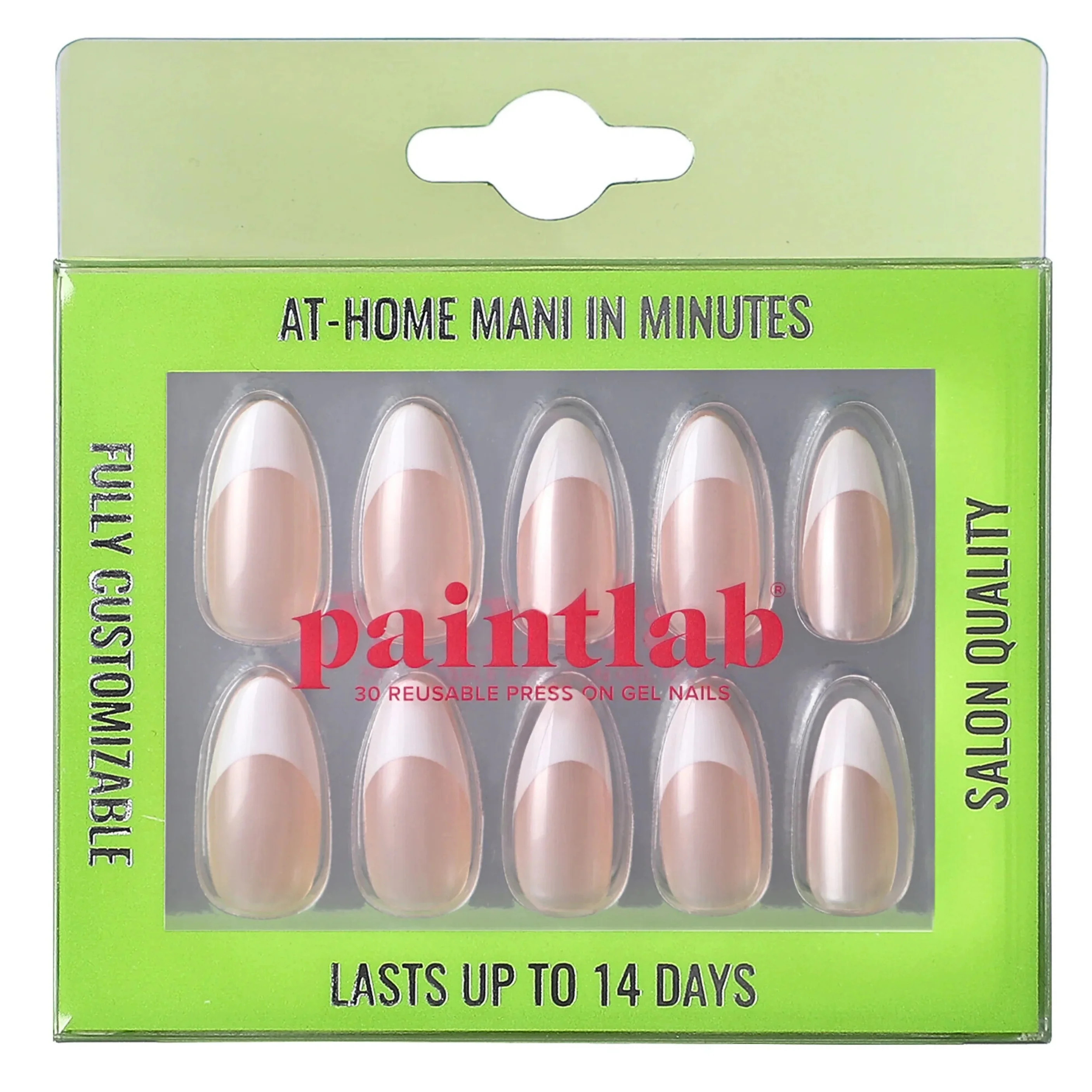 PaintLab Reusable Gel Press on Nails Kit, Almond Shape, French Chrome, 30 Count | Walmart (US)