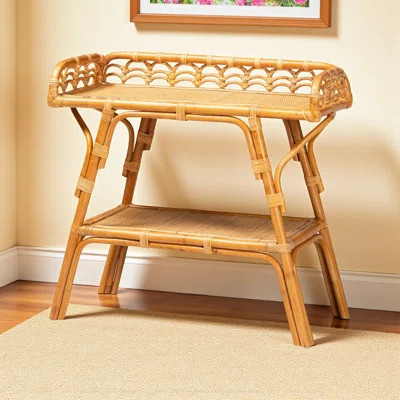Tarah Modern 2-tier Console Table in Natural Rattan | Wayfair North America