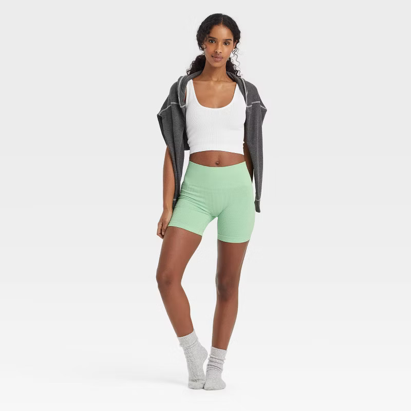 Women's Seamless Ribbed Bike Shorts - Colsie™ | Target
