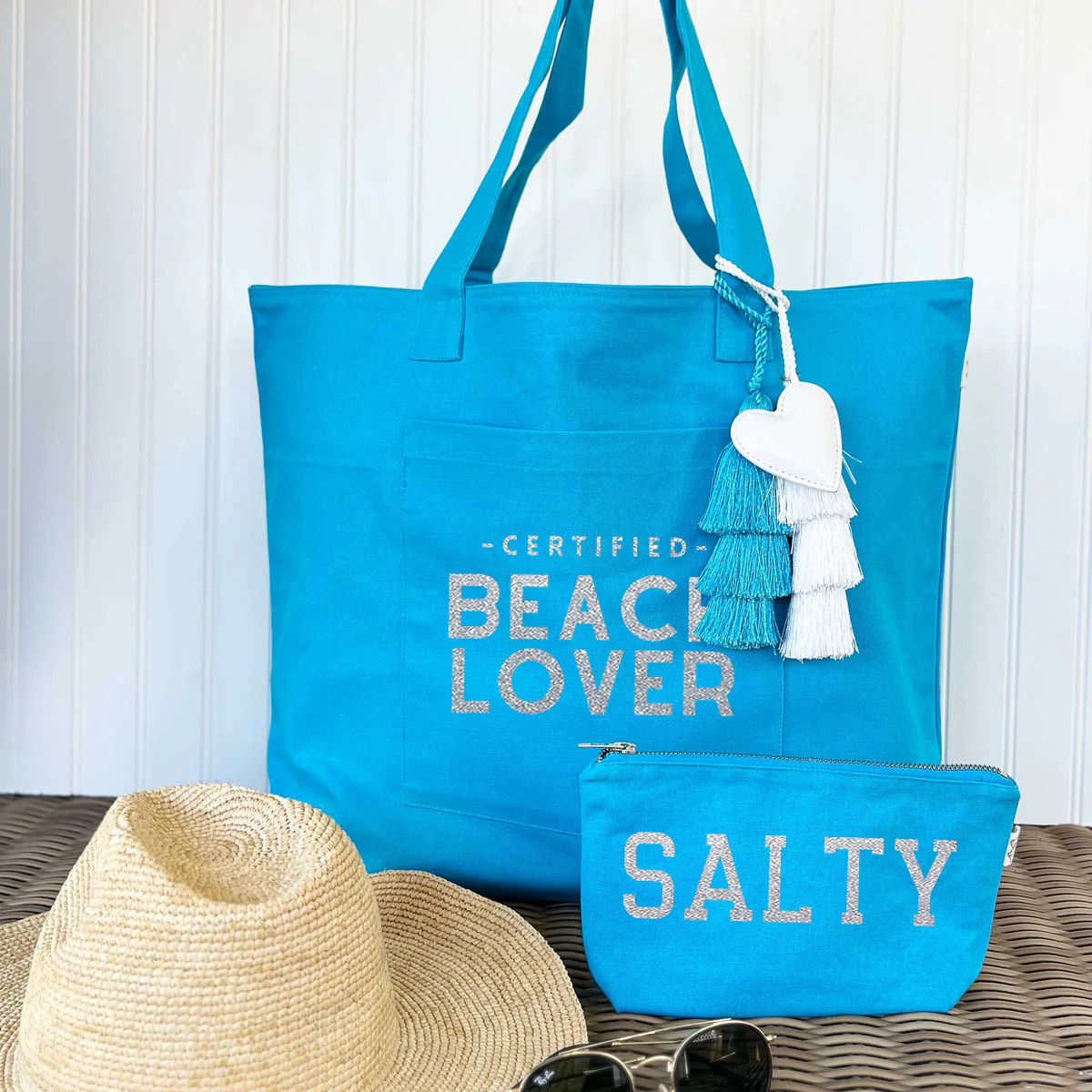 Aqua Everything Bag Silver Glitter CERTIFIED BEACH LOVER | Quilted Koala