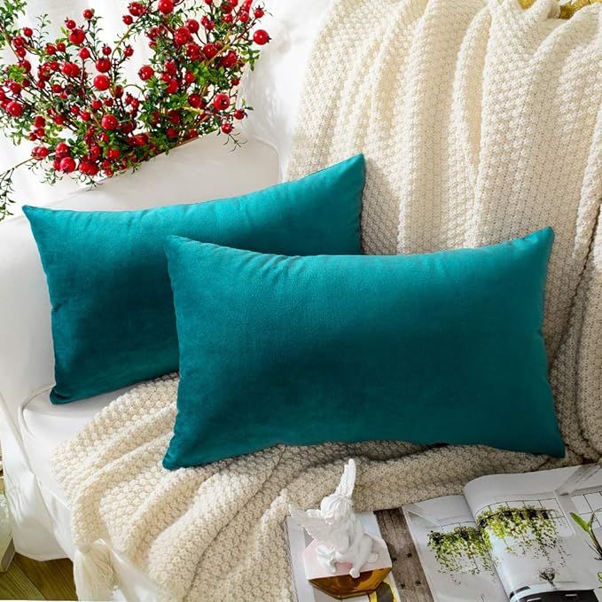 MERNETTE New Year/Christmas Decorations Velvet Soft Decorative Rectangle Throw Pillow Cover Cushi... | Amazon (US)