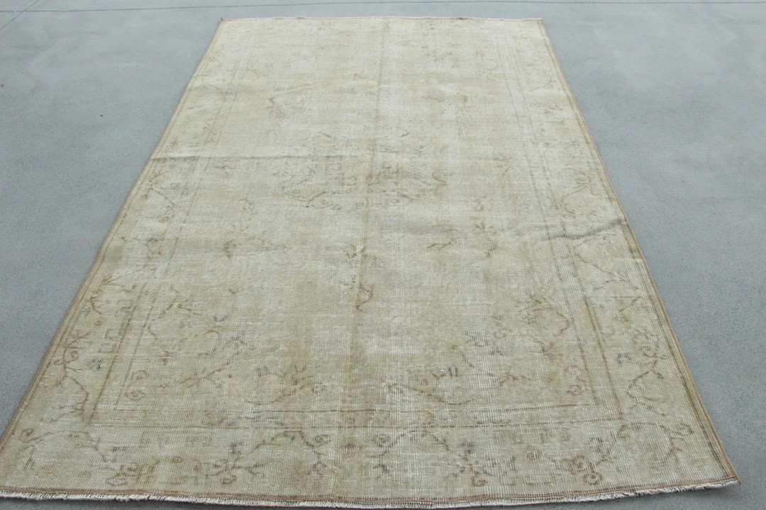 Turkish Rug Large Rugs Vintage Antique Oushak for Salon 5x8.1 Ft Brown Wool Tribal Nomadic Bedroo... | Etsy (US)