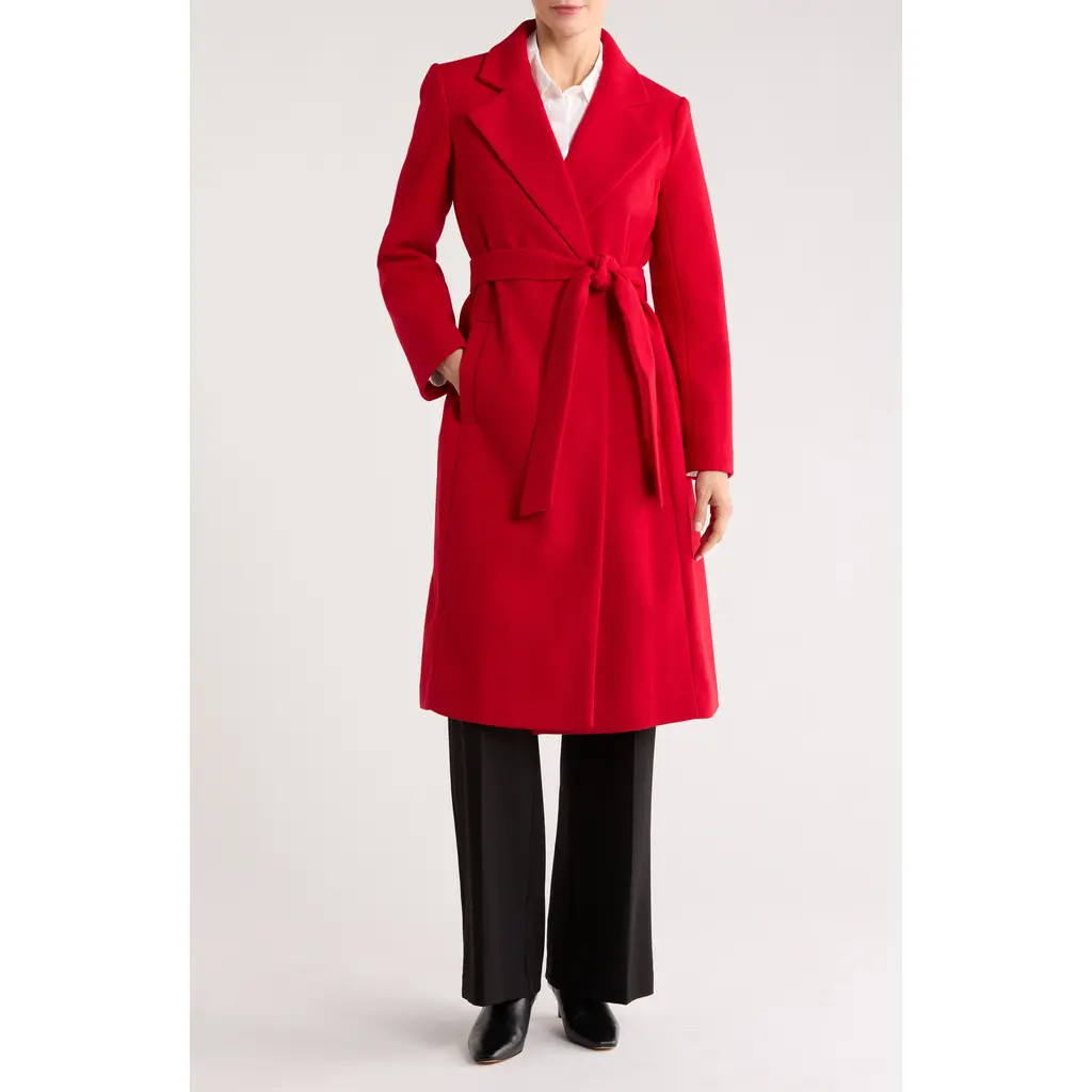 Sam Edelman Belted Wrap Coat in Crimson Red at Nordstrom Rack, Size Large | Nordstrom Rack